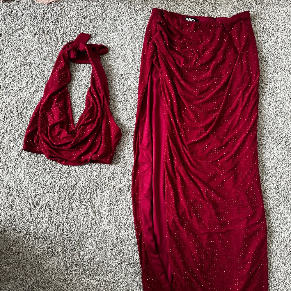 SPARKLY RED TWO PIECE SET